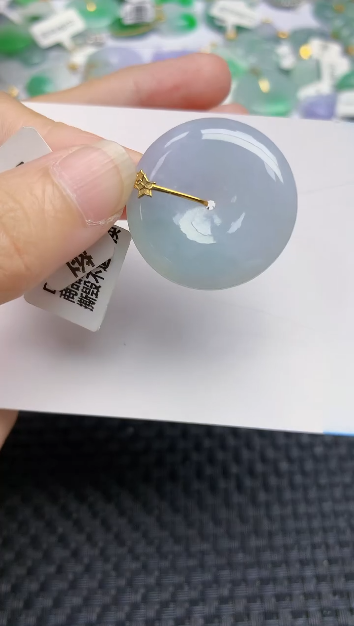 翡翠18K金镶嵌颈饰天然缅甸A货翡翠百元以上9元证书费自理