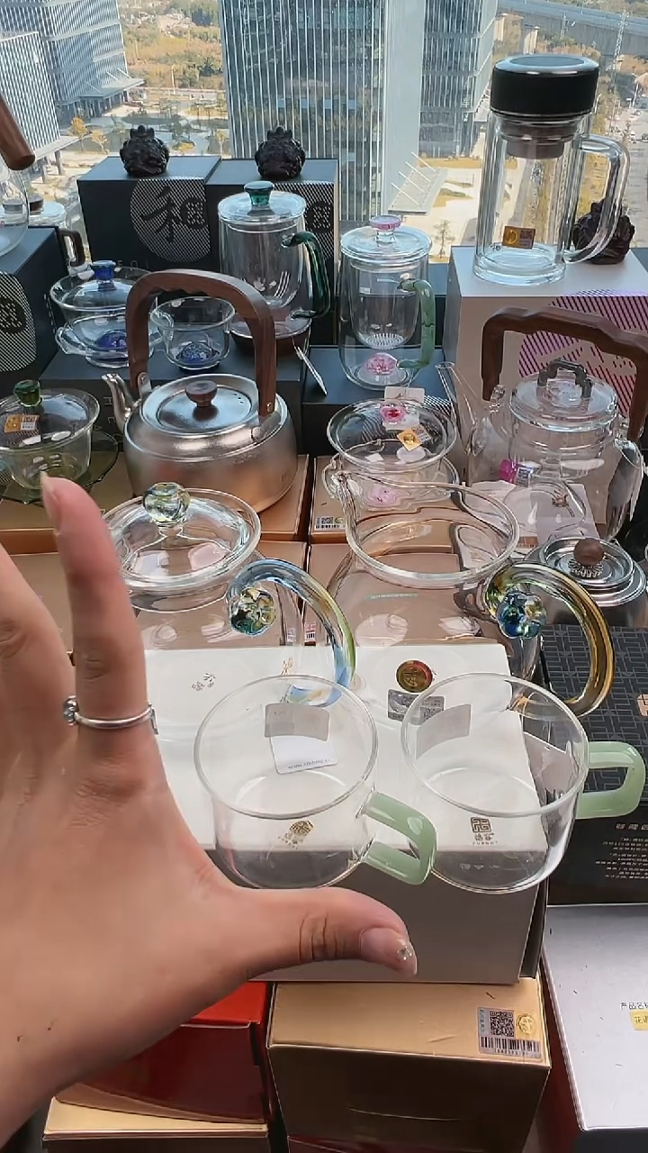 @@禾器幻彩清莲壶迷翠+浮莲迷翠+佰享杯浅玉色2只