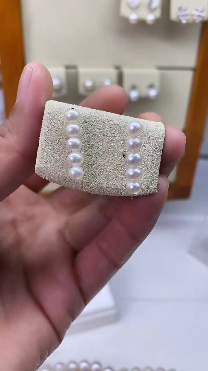 合金耳钉淡水珍珠5-6