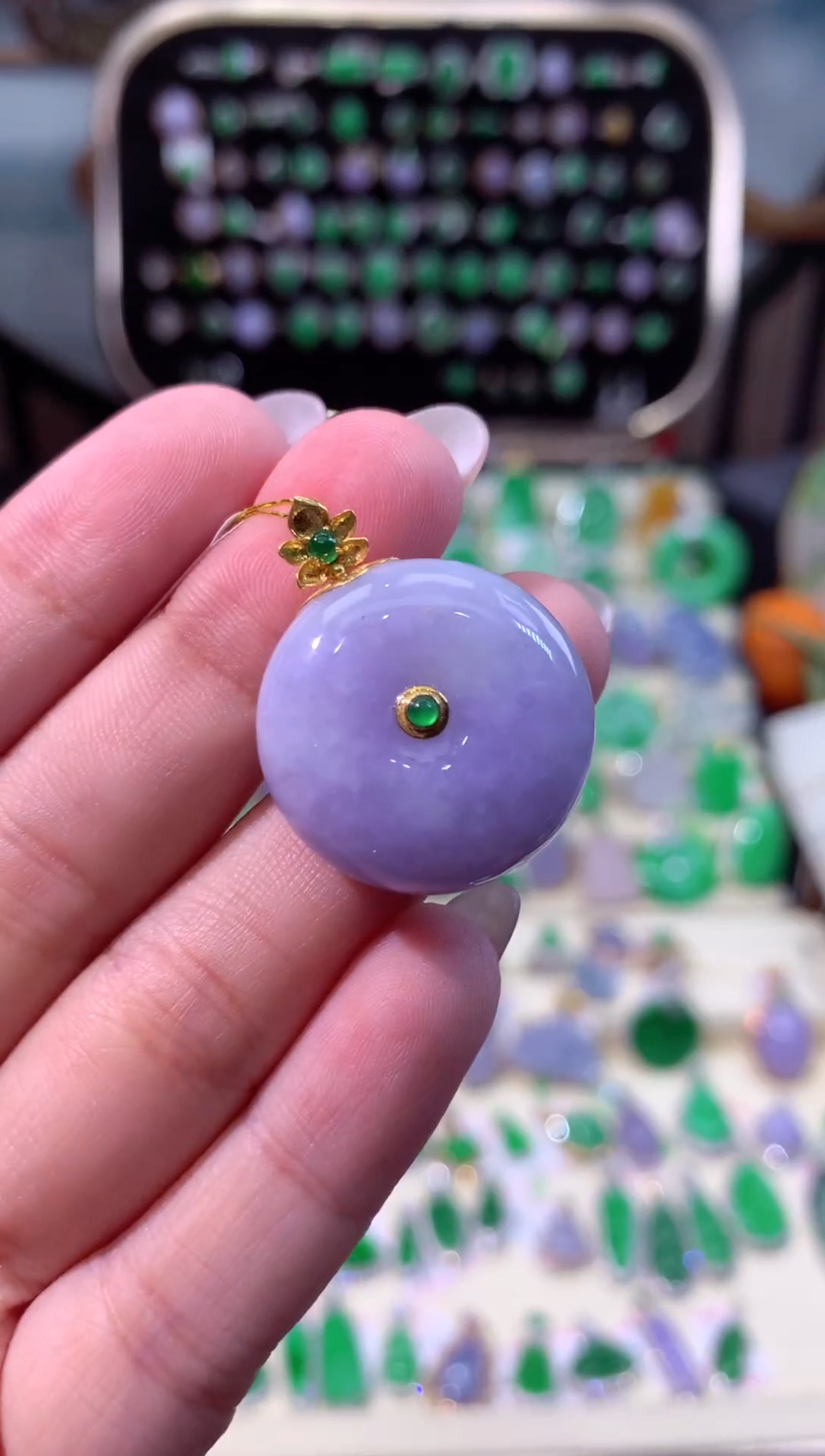 【闪购商品】翡翠颈饰18K金镶嵌缅甸天然A货翡翠