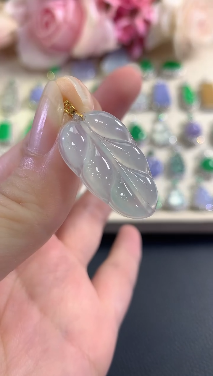 吊坠(不含链)18K金镶嵌翡翠b2    