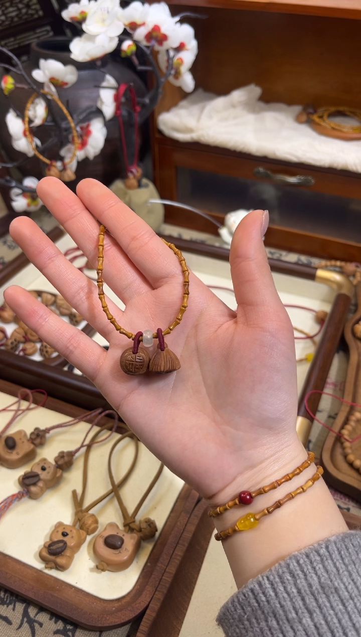 手串桃核【桃缘行】竹节「福气莲莲」桃核辟、挡、驱、护 备注手围