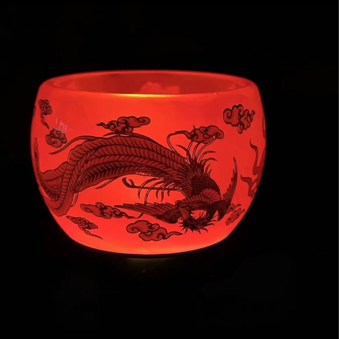红色龙凤呈祥扳指主人杯C