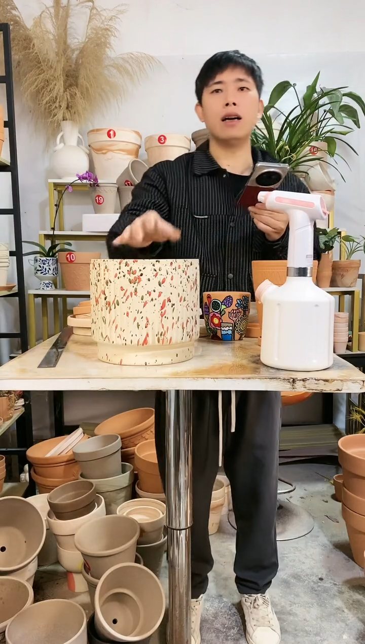 【闪购商品】红陶20*18.5直筒天女散花 1盆无托