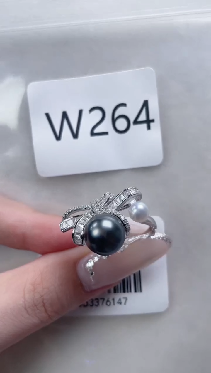 银S925镶嵌海水珍珠戒指W264