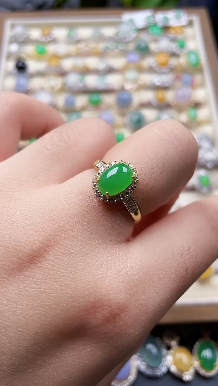 银S925镶嵌戒指翡翠126