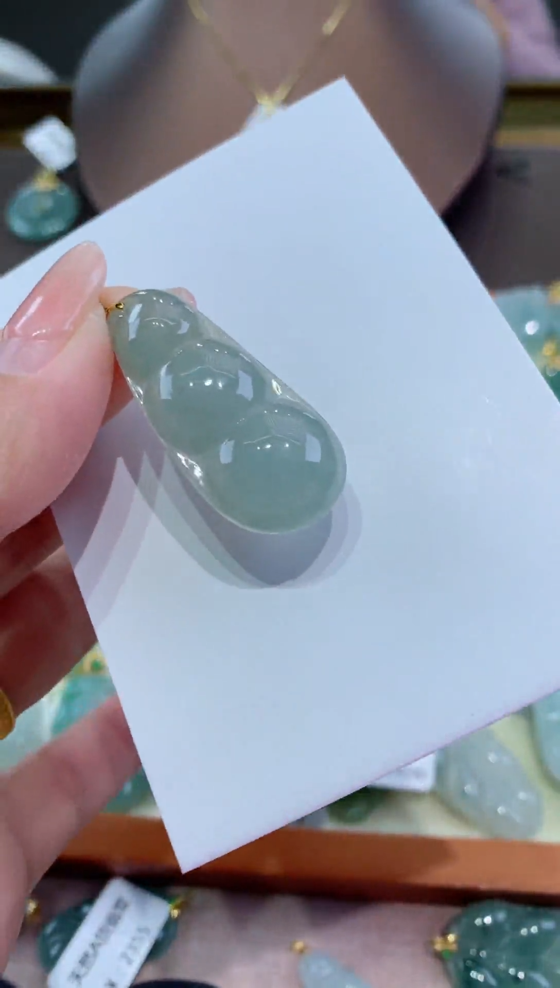 【闪购商品】翡翠颈饰18K金镶嵌天然翡翠A货挂件