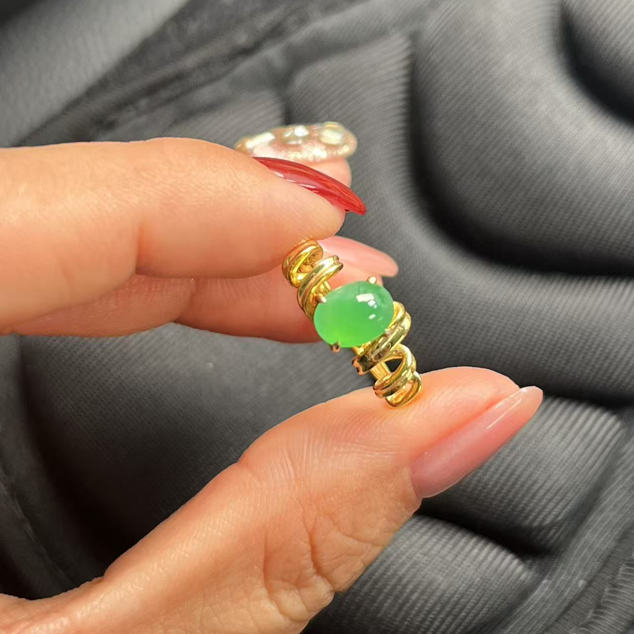 缅甸A货翡翠银镶