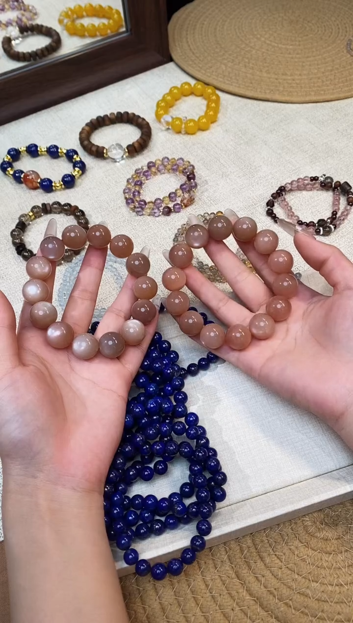 未镶嵌手链水晶橙月光15-16手串多样性发一