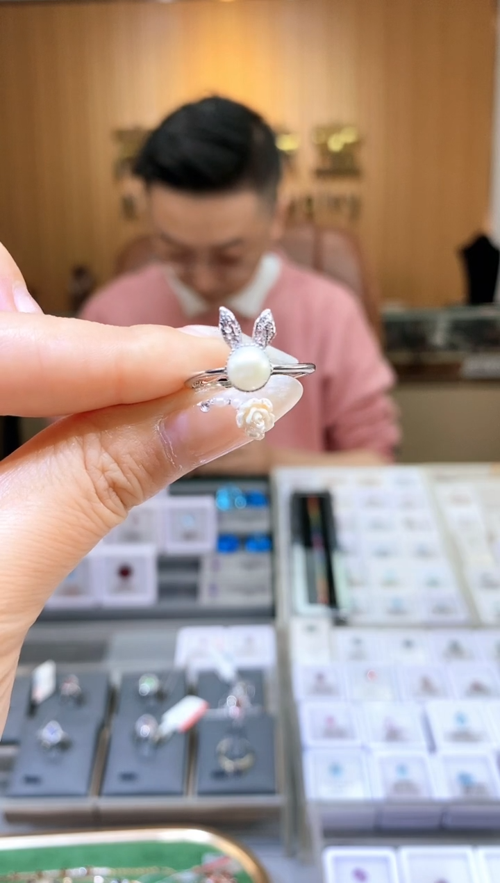 【闪购商品】淡水珍珠戒指银S925镶嵌天然淡水珍珠戒指