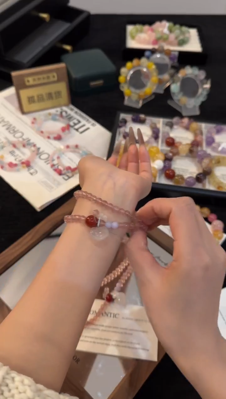 合金手链水晶草莓晶双圈手链x3185