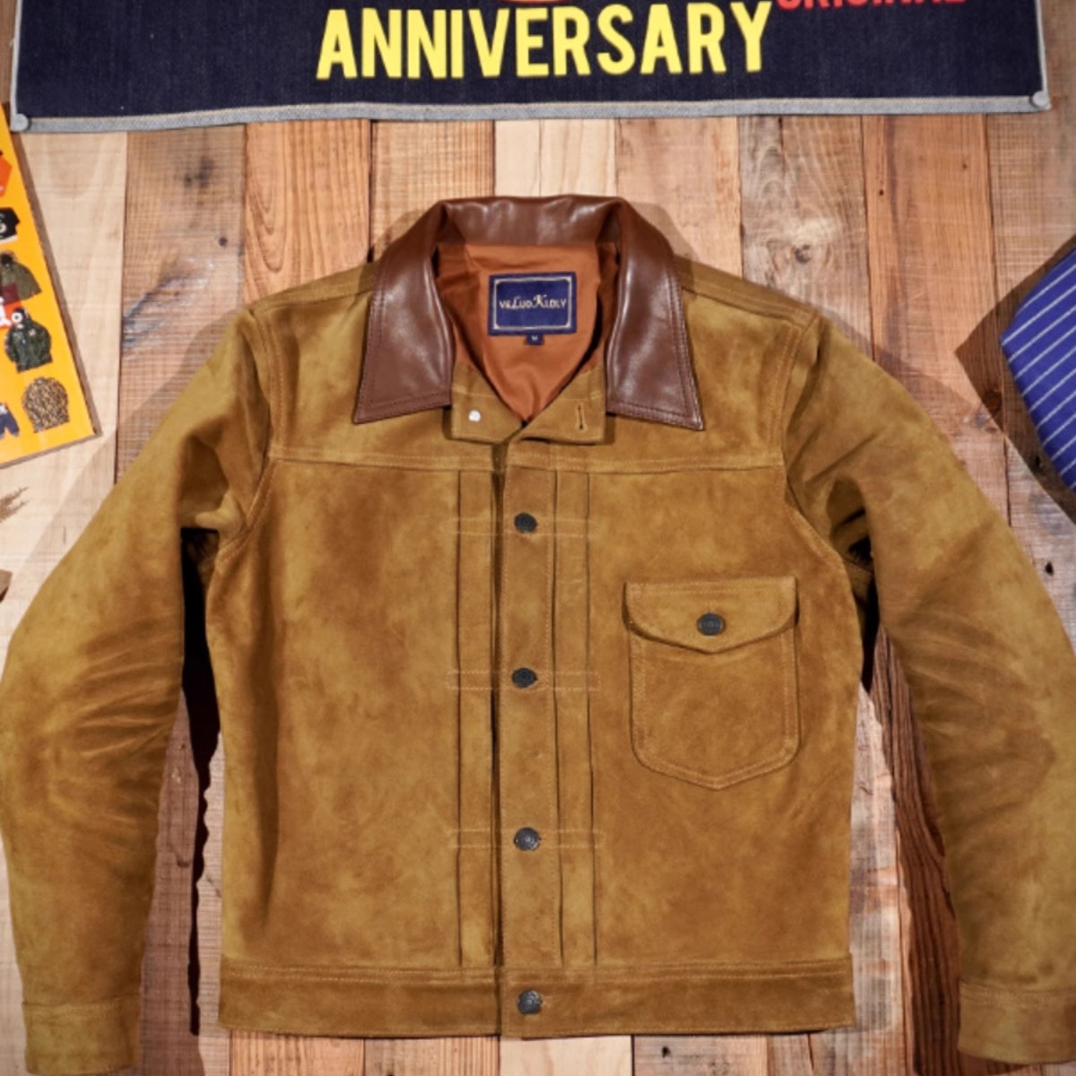 断码清！RRL美式复古意大利油蜡反绒翻毛牛皮506机车牛仔夹克皮衣
