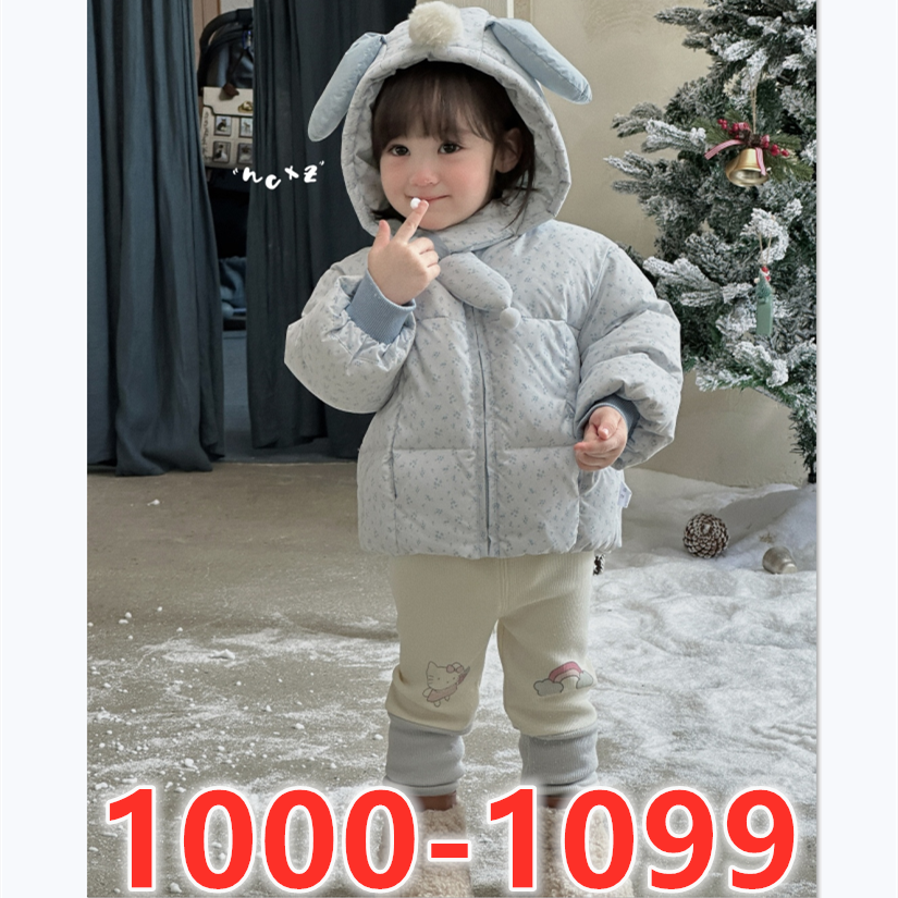 【1000-1099】25年冬季新款韩系清新小碎花外套拼色卡通印花打底裤