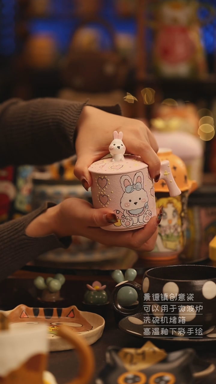 陶瓷景德镇可爱陶瓷釉下彩绘设计师款
