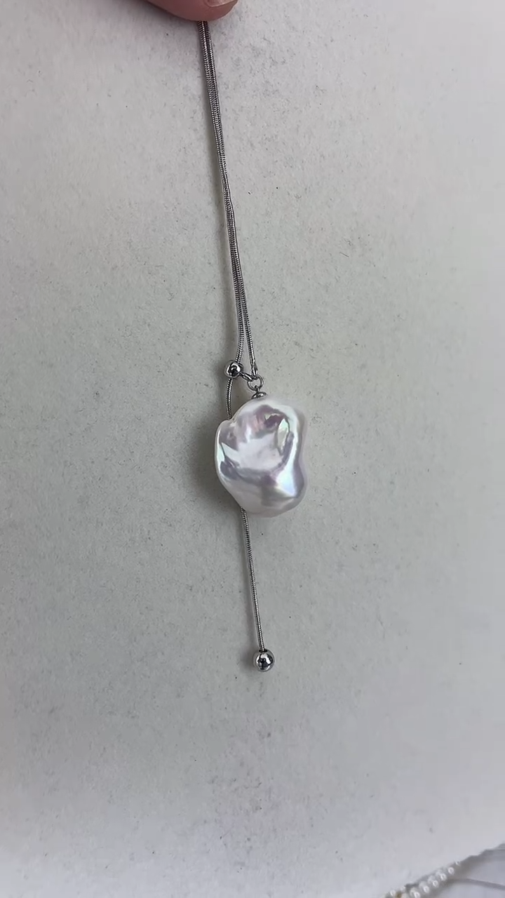 颈饰未镶嵌淡水珍珠天然珍珠极光大巴洛克毛衣链19-20