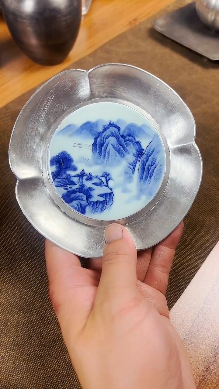 纯锡包瓷壶承001
