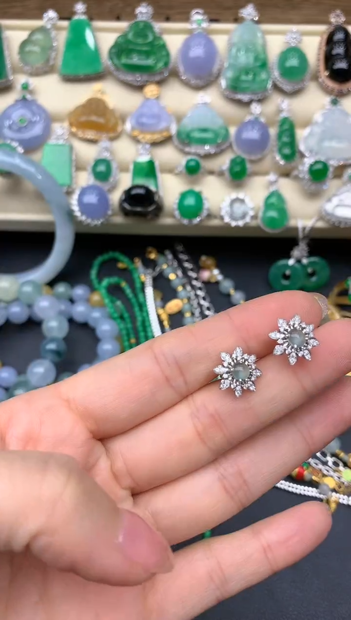 【闪购商品】翡翠耳饰18K金镶嵌292-中国好珍宝