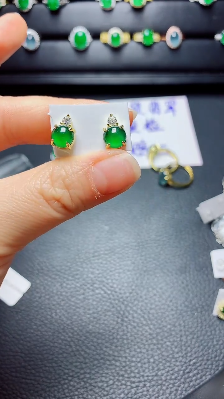 银S925镶嵌戒指翡翠天然翡翠A货s925银镶