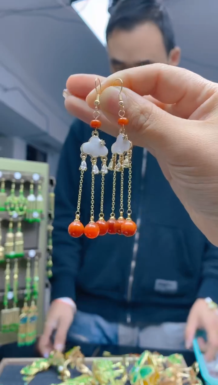 【闪购商品】翡翠耳饰合金0482翡翠耳钩