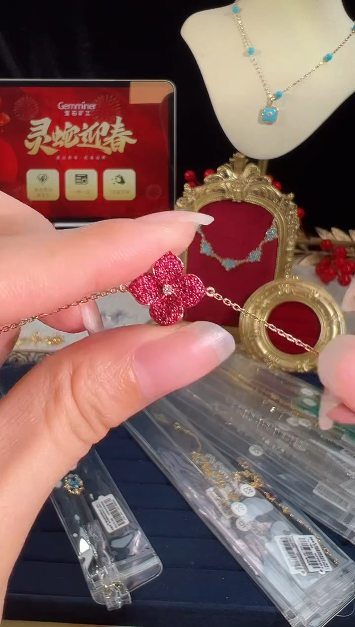 【闪购商品】红宝石手链18K金镶嵌BB3782-3#-R#86