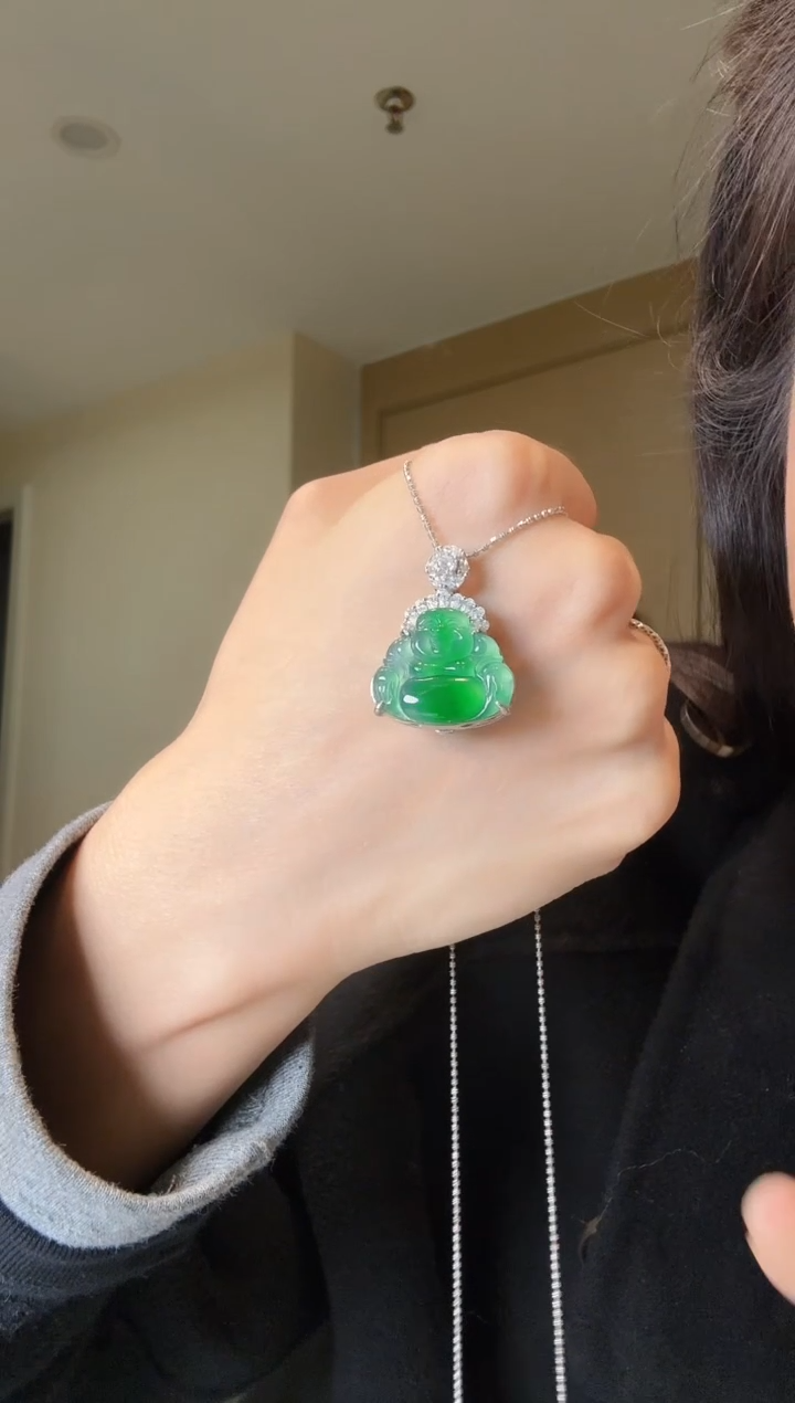 【闪购商品】翡翠吊坠(不含链)银S925镶嵌天然翡翠吊坠