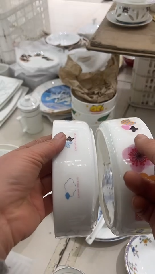 骨瓷隆达骨瓷6直筒碗2个微瑕