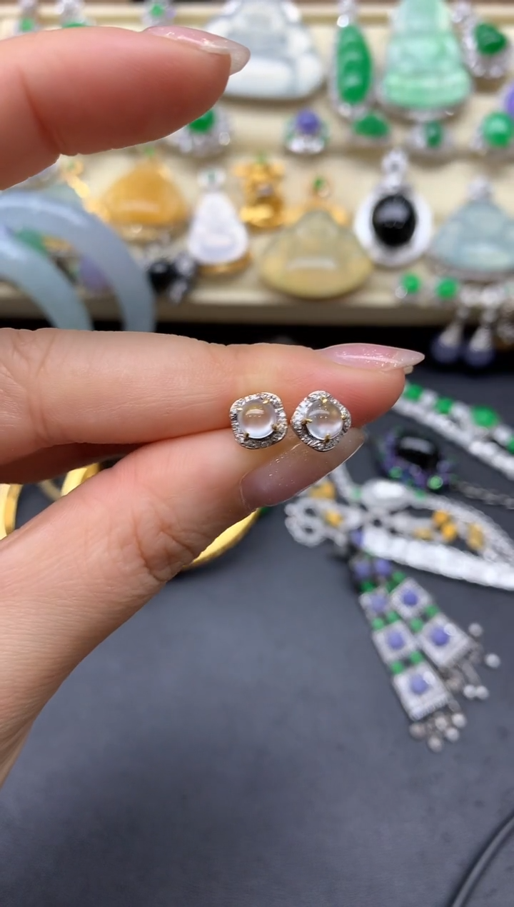 【闪购商品】翡翠耳饰18K金镶嵌285-中国好珍宝