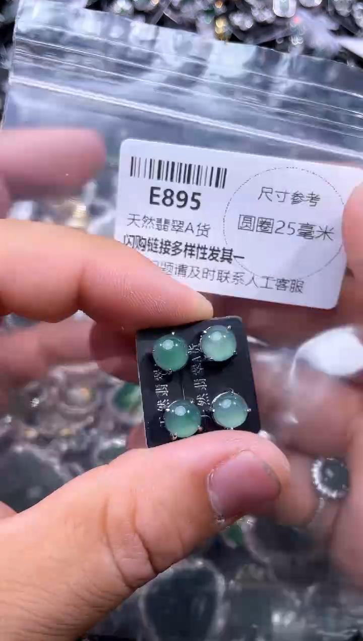 【闪购商品】翡翠颈饰未镶嵌E895耳钉 多样性发其一