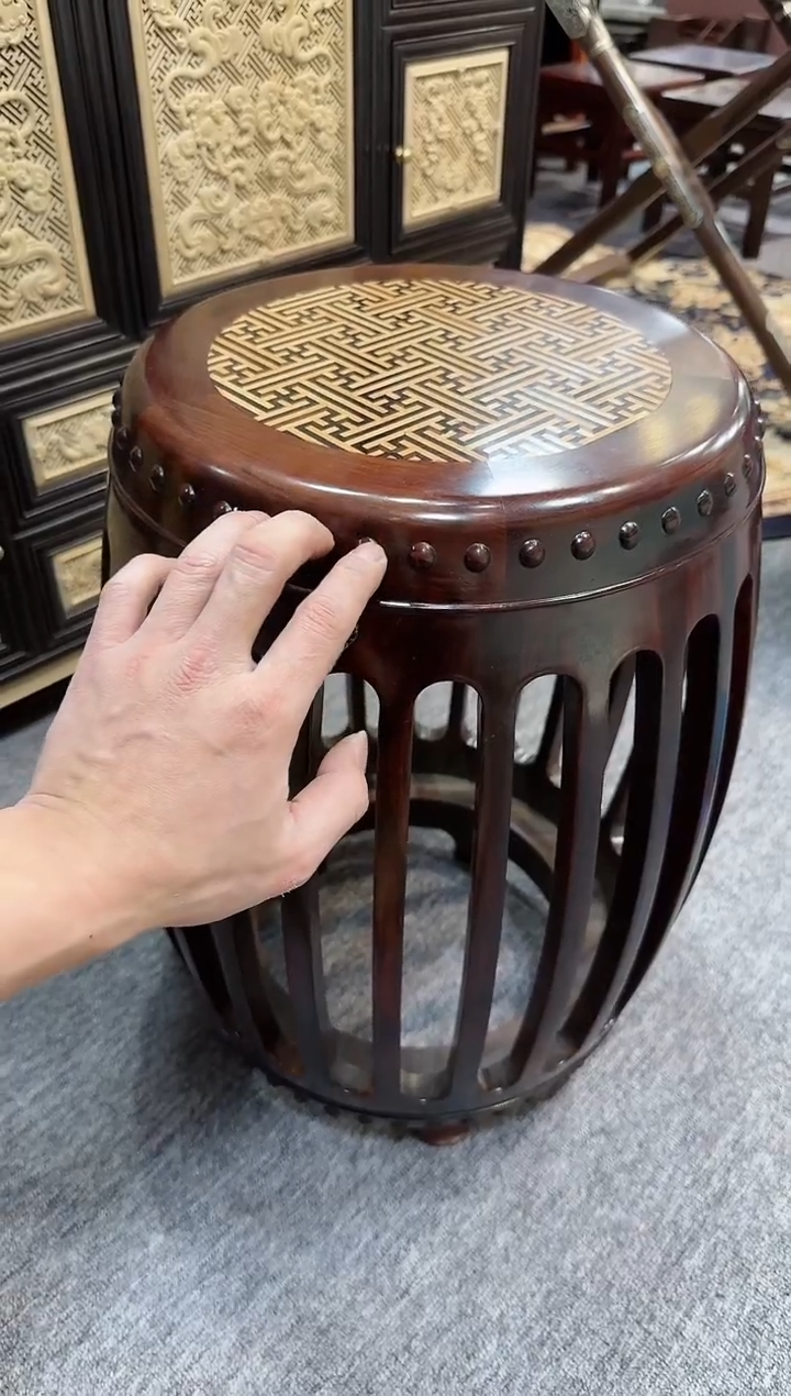 【闪购商品】红酸枝木类成套家具鼓凳