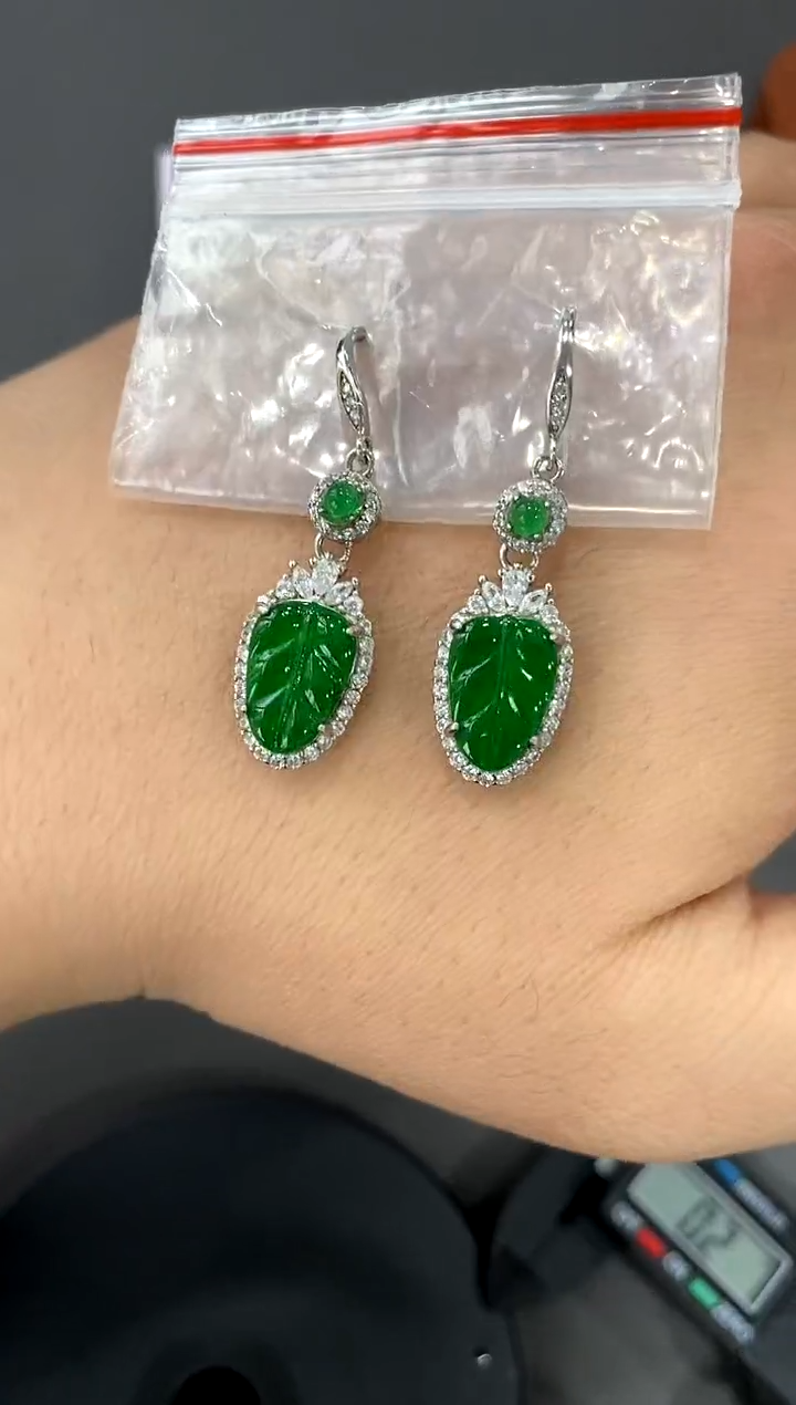 【闪购商品】翡翠耳饰银S925镶嵌买断价