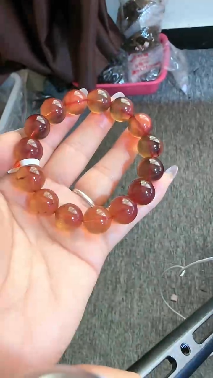 【闪购商品】琥珀手链未镶嵌规格14血紫红蜜手串#44