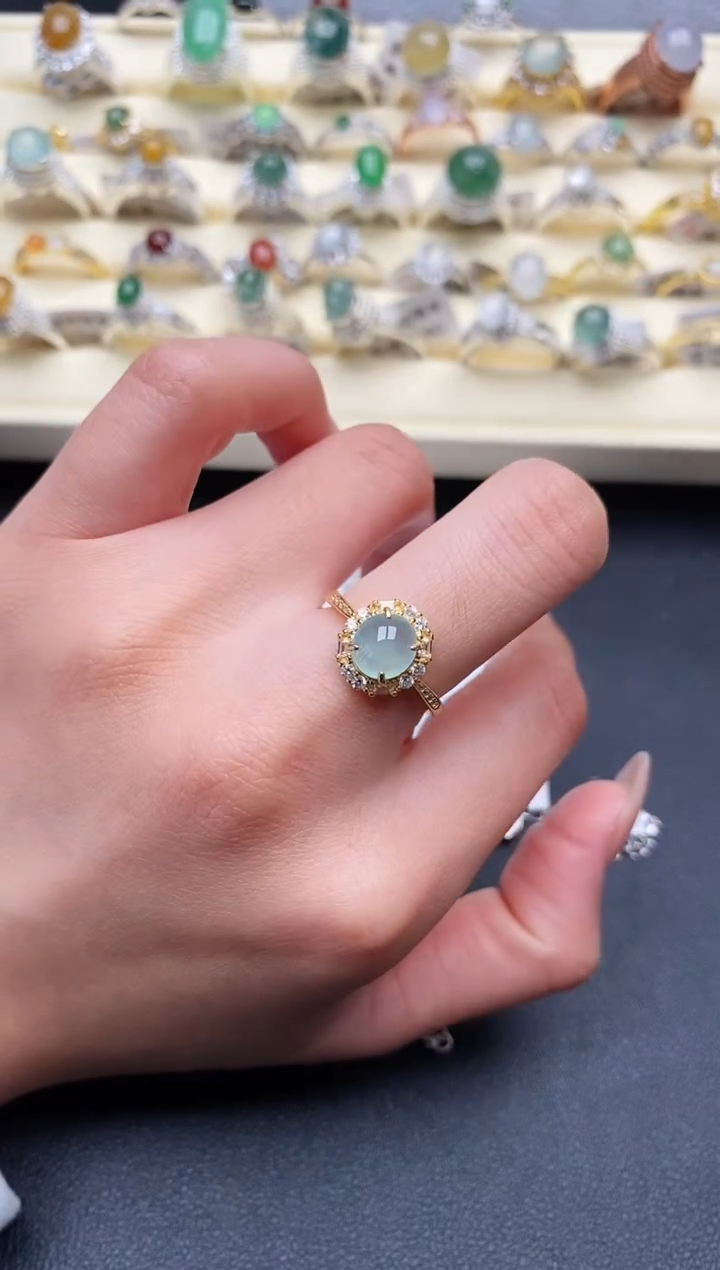 【闪购商品】翡翠戒指银S925镶嵌2222222+5