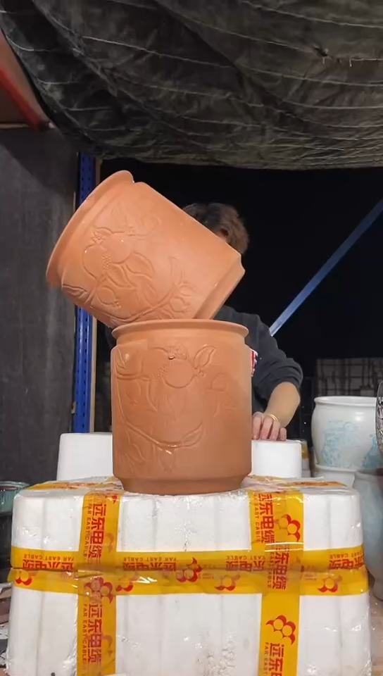 紫砂花盆宜兴紫砂粗陶花盆21*24