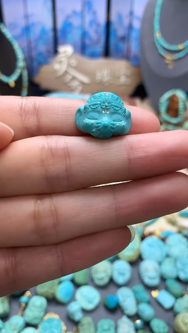 【闪购商品】绿松石挂件未镶嵌高瓷精工大耳朵象