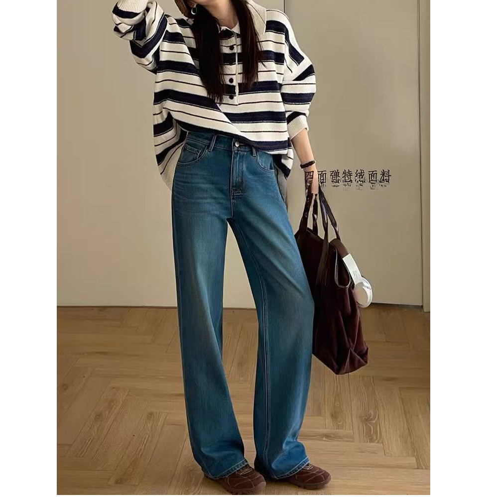 加绒）TOP1的销冠排单王！时髦显白韩国蓝绿调，窄版直筒裤带痞帅感