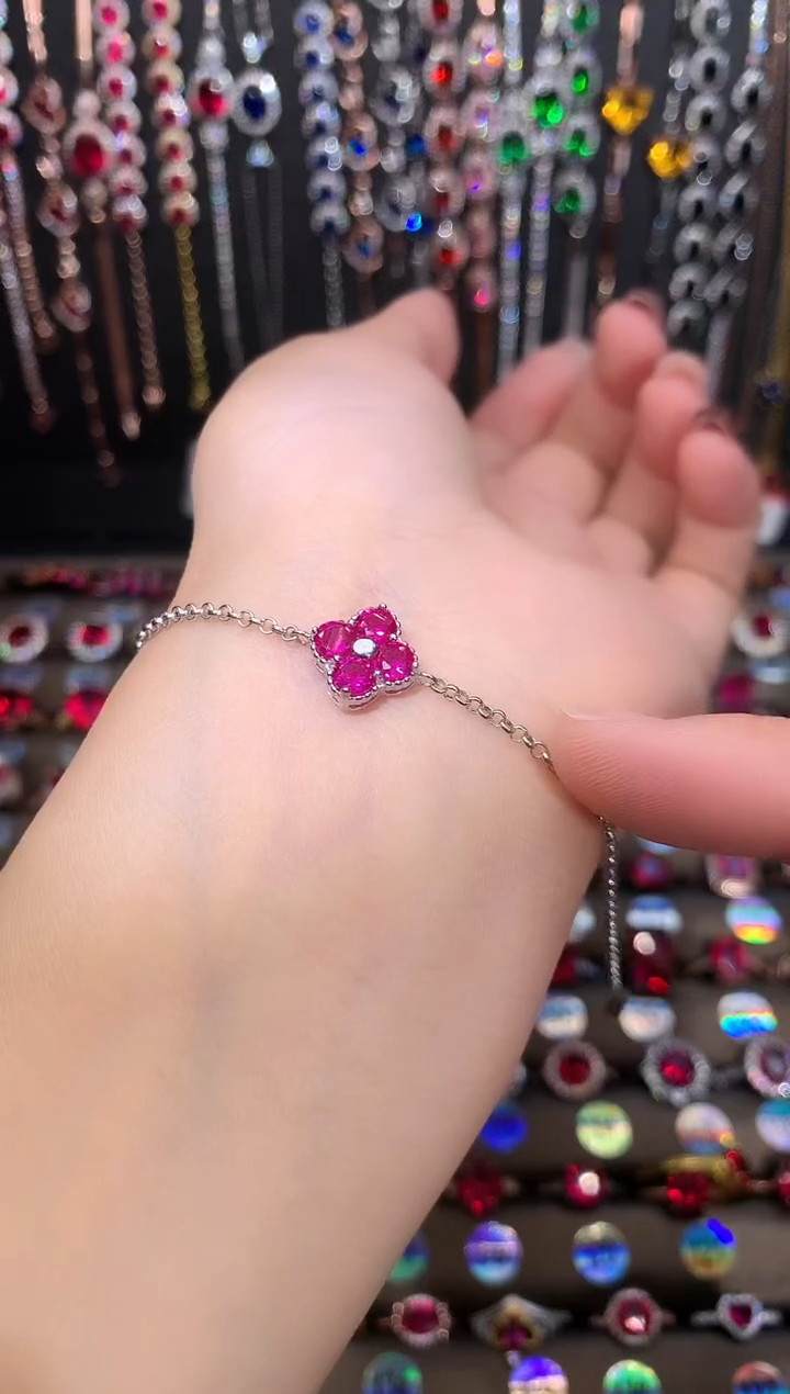 【闪购商品】蓝宝石手链银S925镶嵌银色