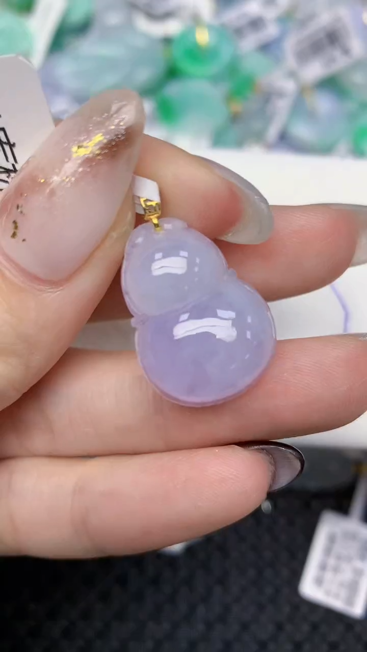 颈饰18K金镶嵌翡翠天然缅甸翡翠a货百元以上9元证书费自理