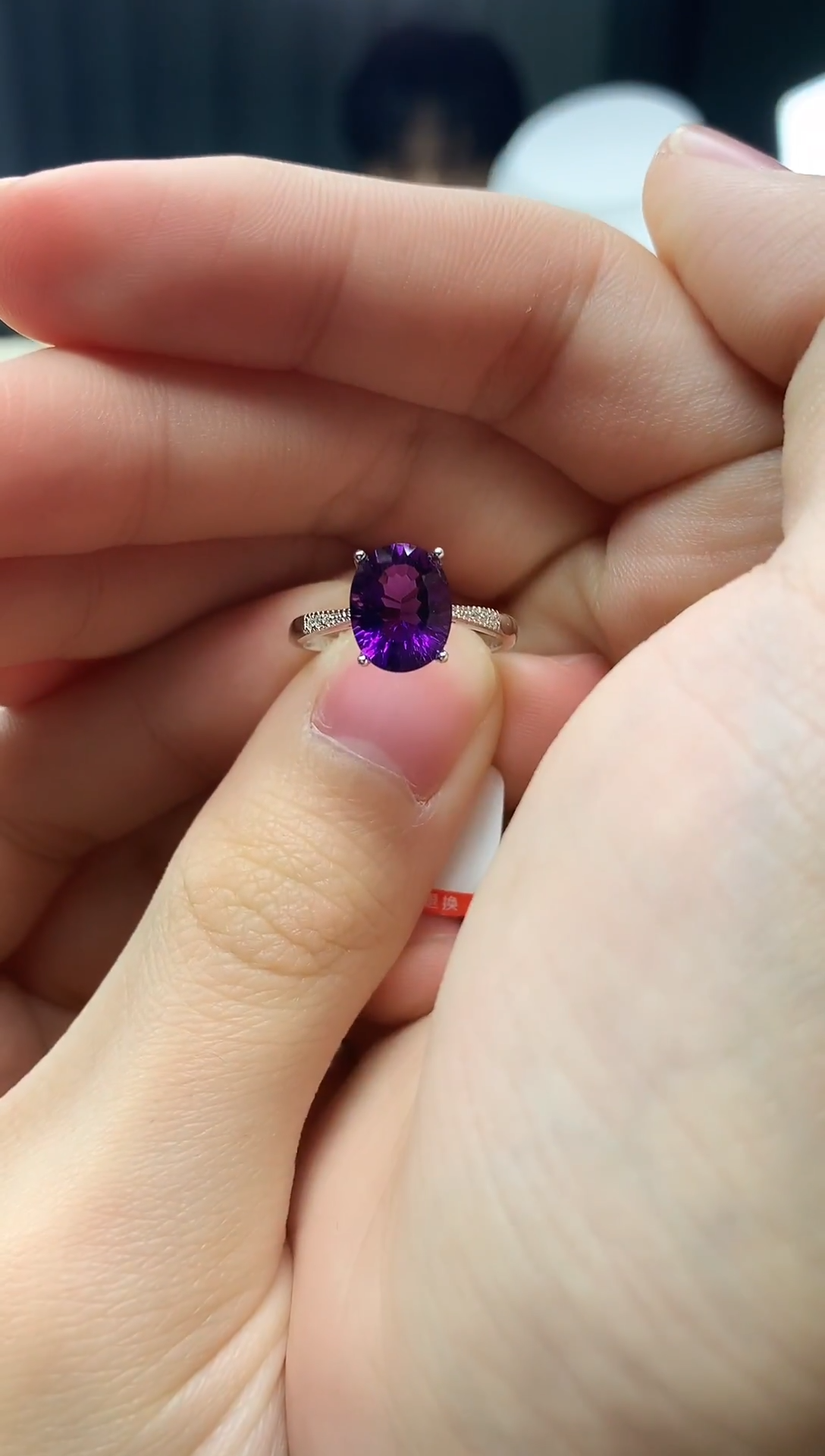 银S925镶嵌戒指紫晶J44-2