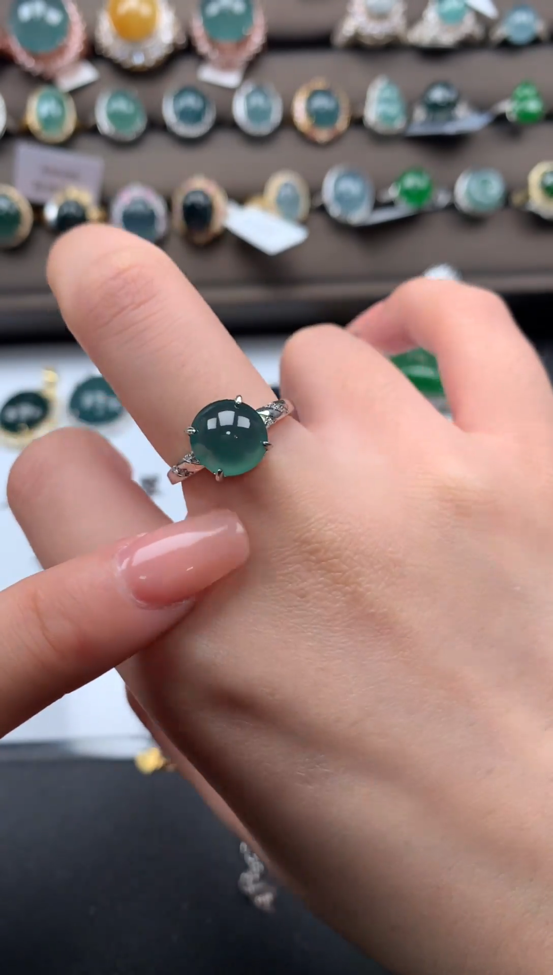【闪购商品】翡翠戒指银S925镶嵌52114