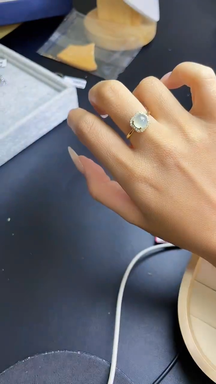 银S925镶嵌戒指翡翠翡翠 蛋面 银S925镶嵌