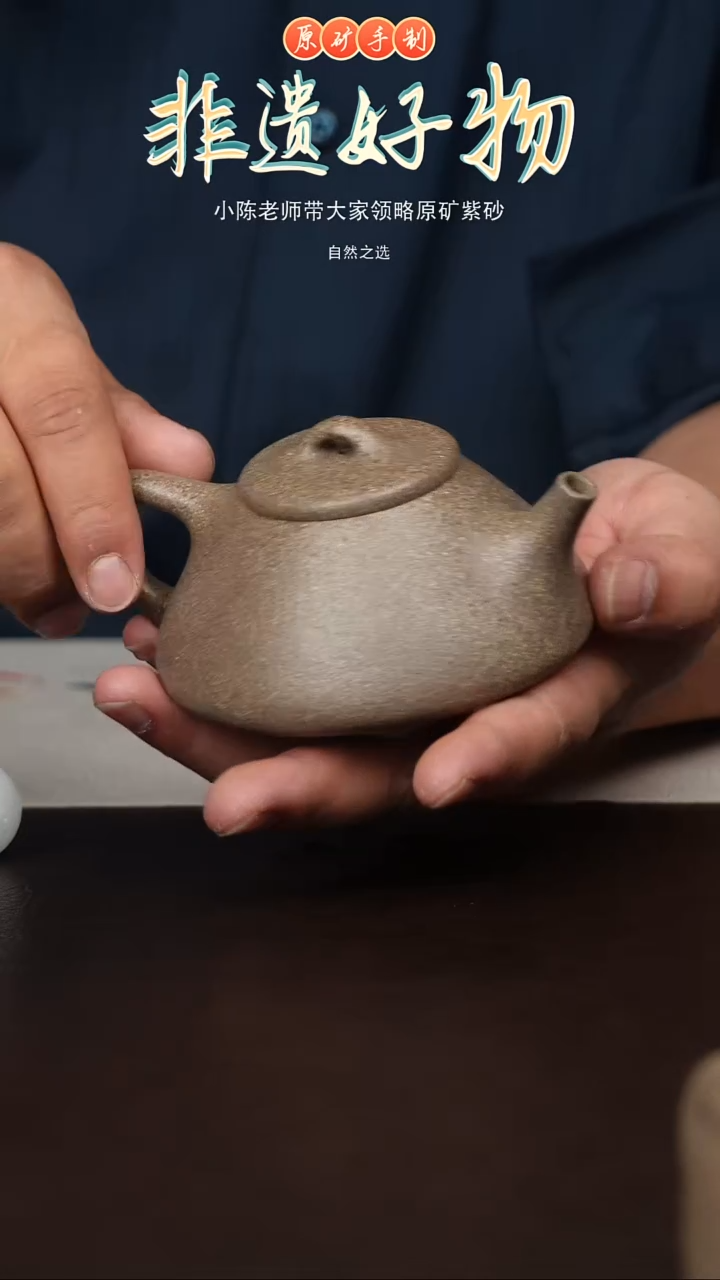 茶壶紫砂宜兴原矿紫砂壶-青段石瓢