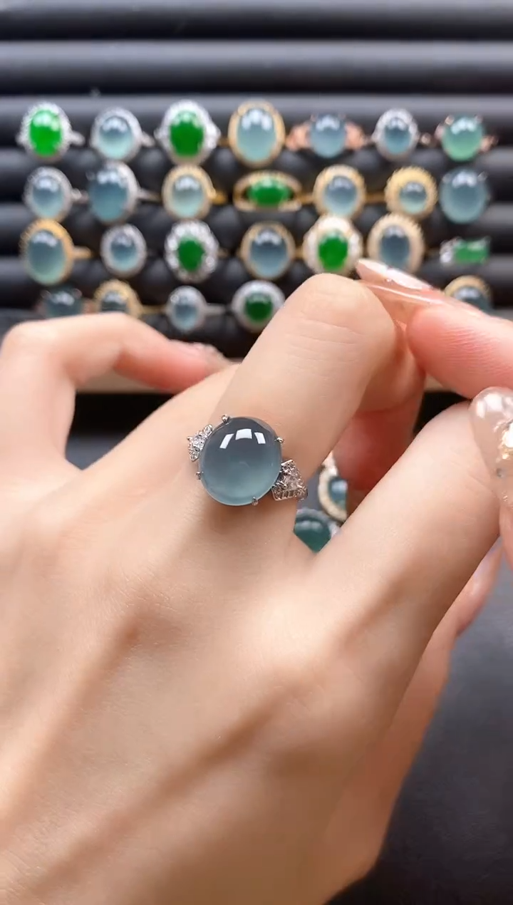 银S925镶嵌戒指翡翠51151