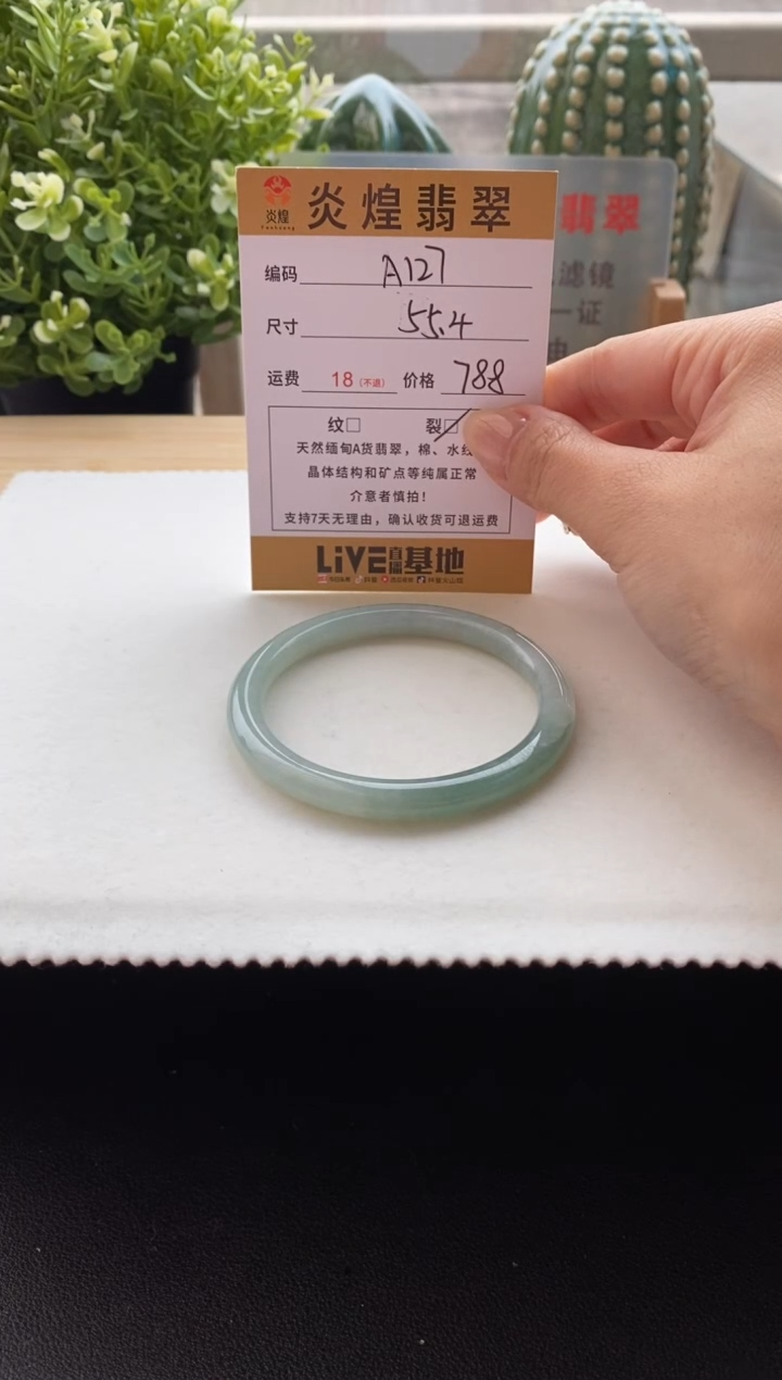 未镶嵌手镯翡翠圈口55.4编码a127