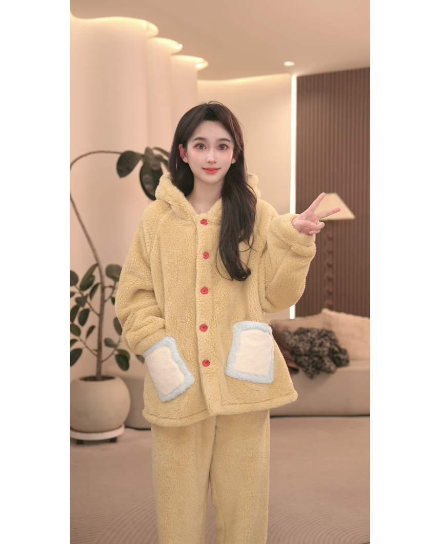 DM【奶黄团子】高定设计款冬款加厚家居服套装女士