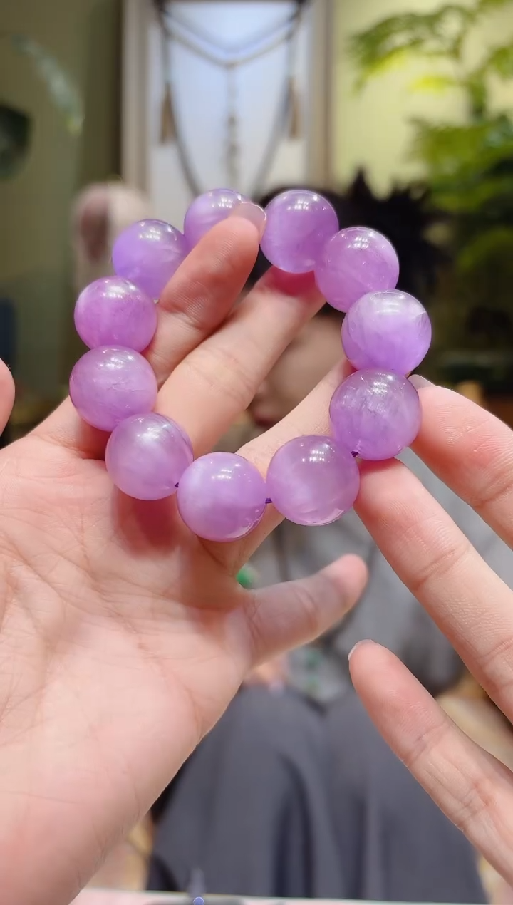 【闪购商品】锂辉石手串未镶嵌紫锂辉手串18.5