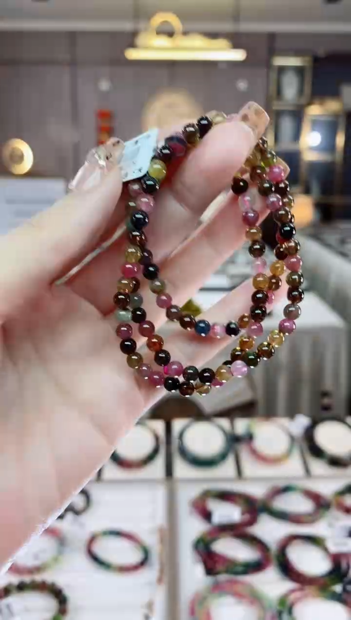 【闪购商品】三圈手串4mm+未镶嵌碧玺dan多样性发货一条