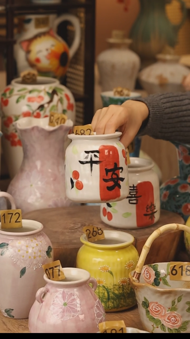 陶瓷景德镇设计师手作花器摆件侘寂风@M682@