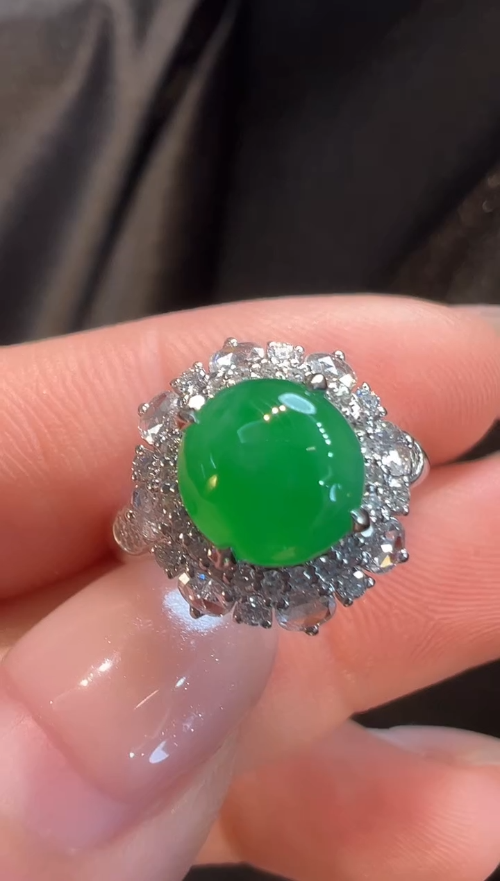 18K金镶嵌戒指翡翠AL6