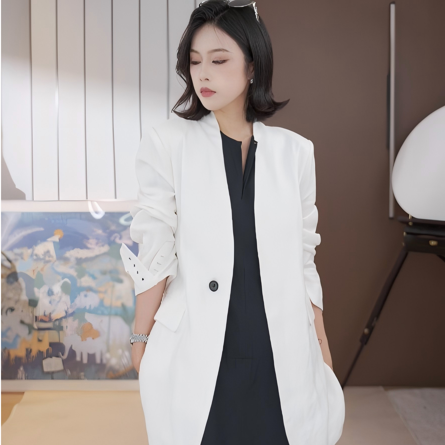 一濛【row西装】白色外套女2025新款高级感简约老钱西服FZ256C006