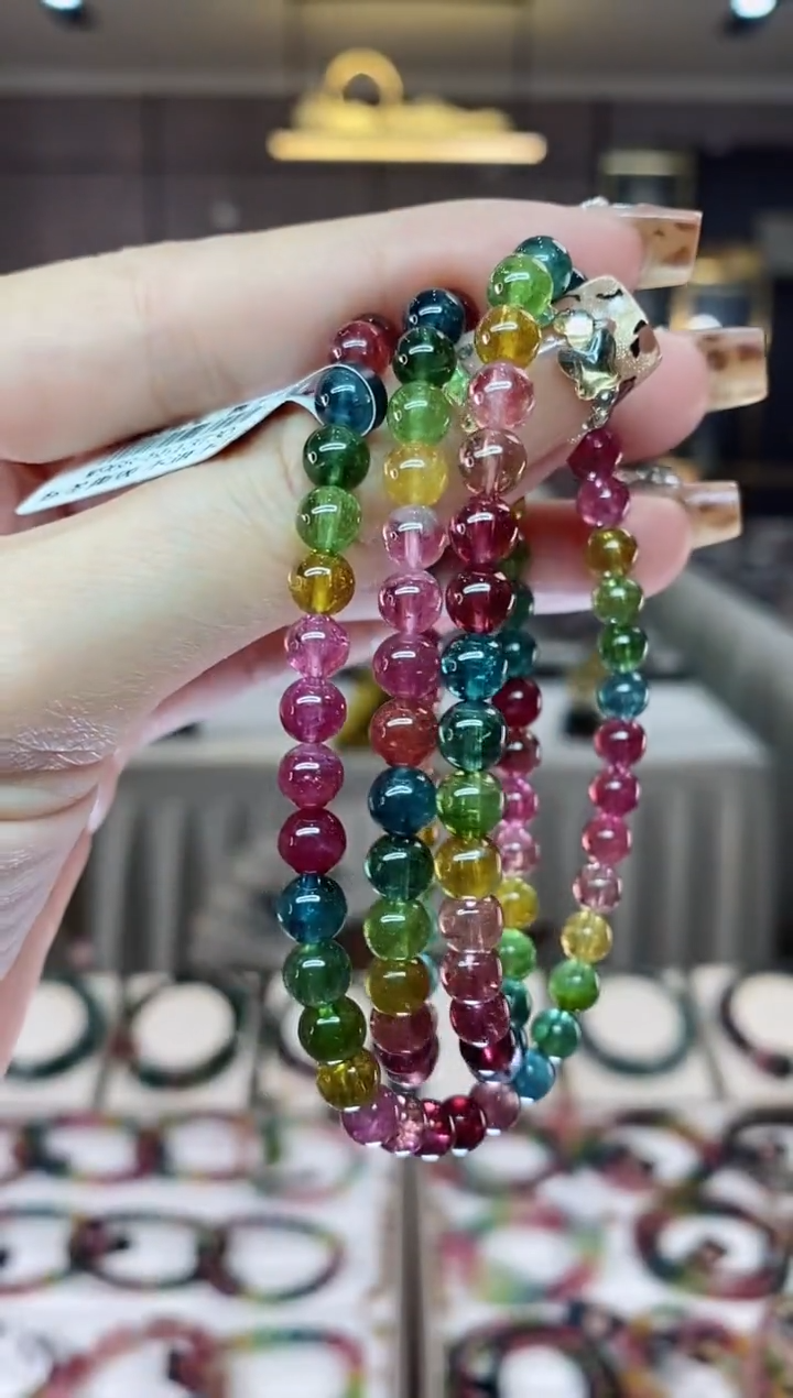 【闪购商品】碧玺三圈手串5mm+未镶嵌一物一证dan